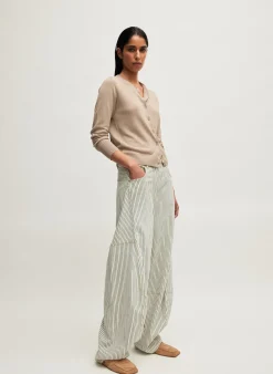 Denim|Pants & Shorts>Tibi Stone Washed Striped Denim Sid Jean Navy Multi