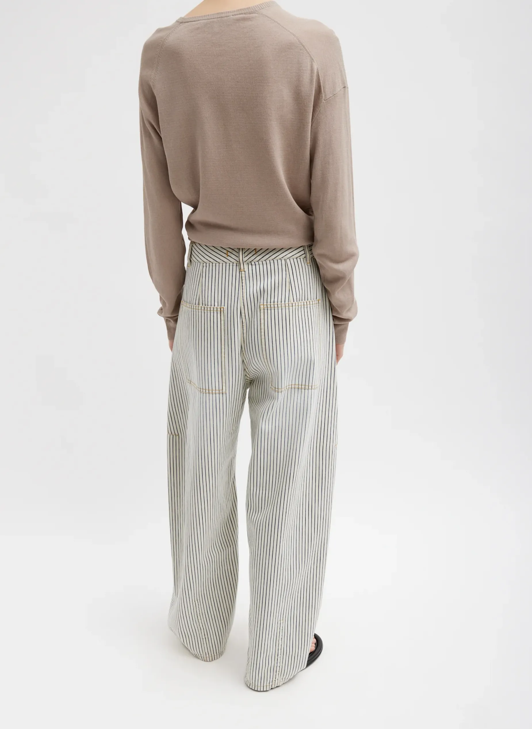 Denim|Pants & Shorts>Tibi Stone Washed Striped Denim Sid Jean Navy Multi