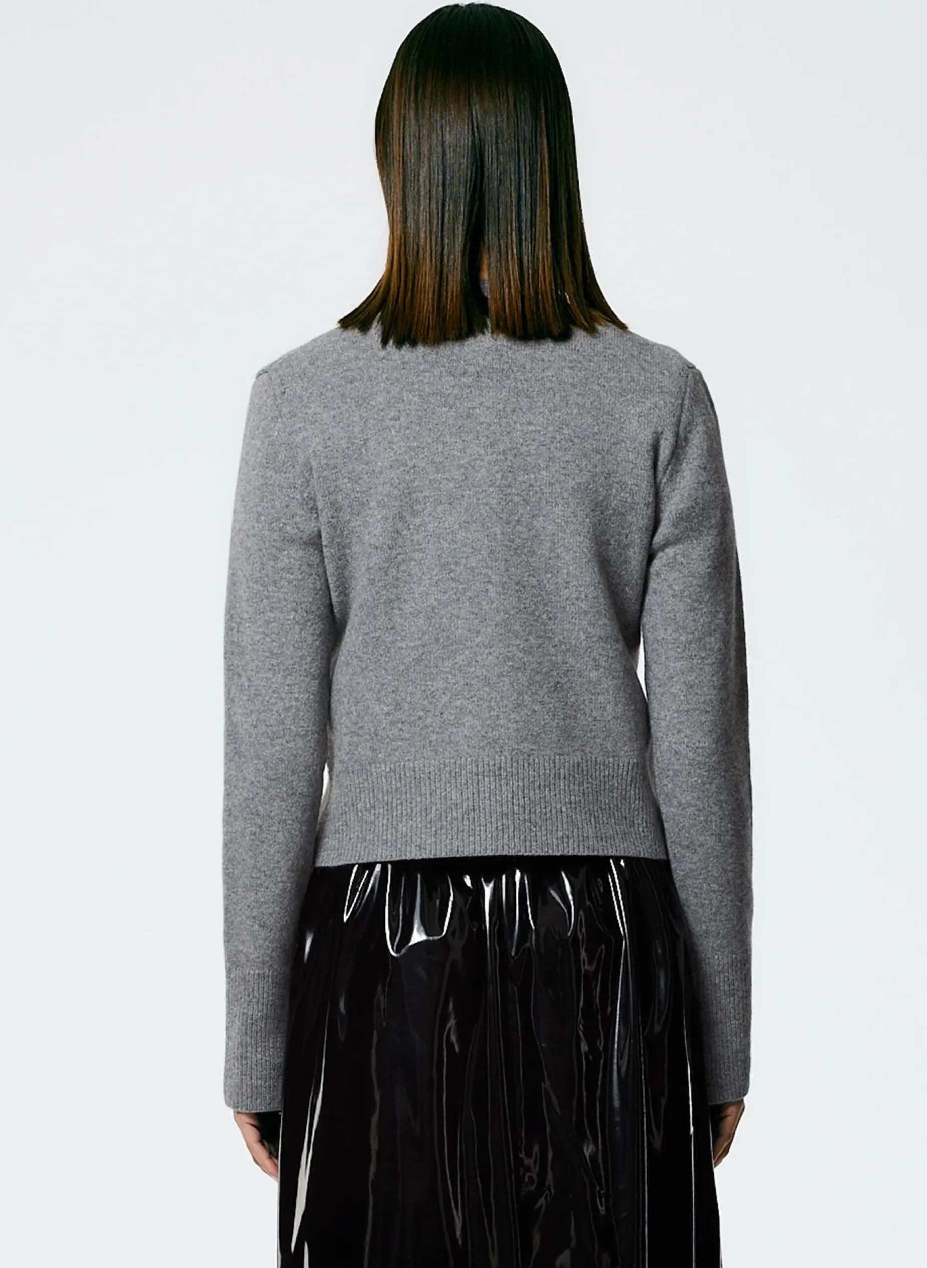 Knitwear & Sweatshirts>Tibi Stretch Cashmere Crewneck Pullover Heather Grey