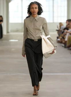 Tops>Tibi Stretch Cotton Nylon Circular Sleeve Shirt Mink Grey