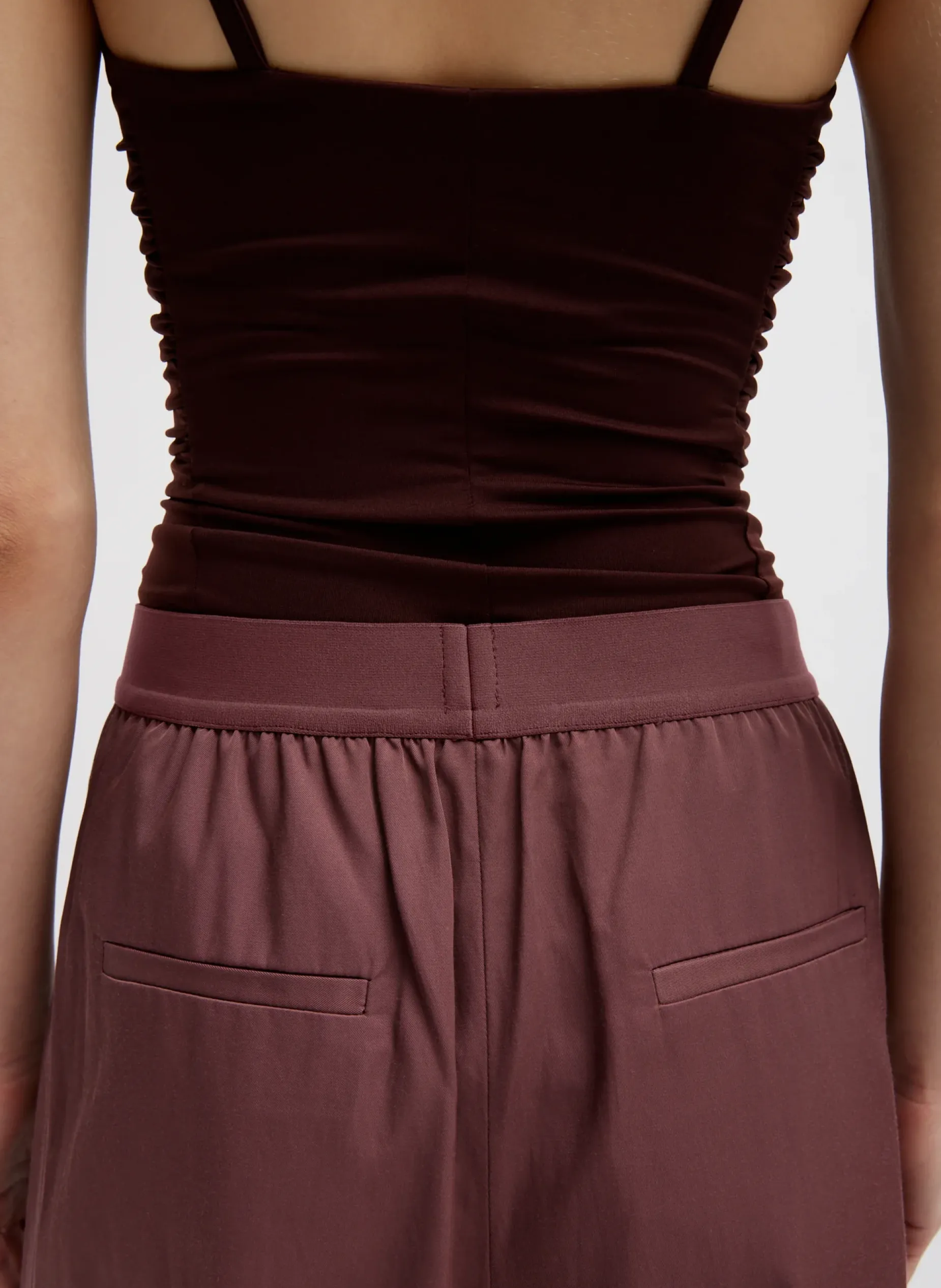 Tops>Tibi Stretch Light Weight Tech Knit Shirred Cami Brown