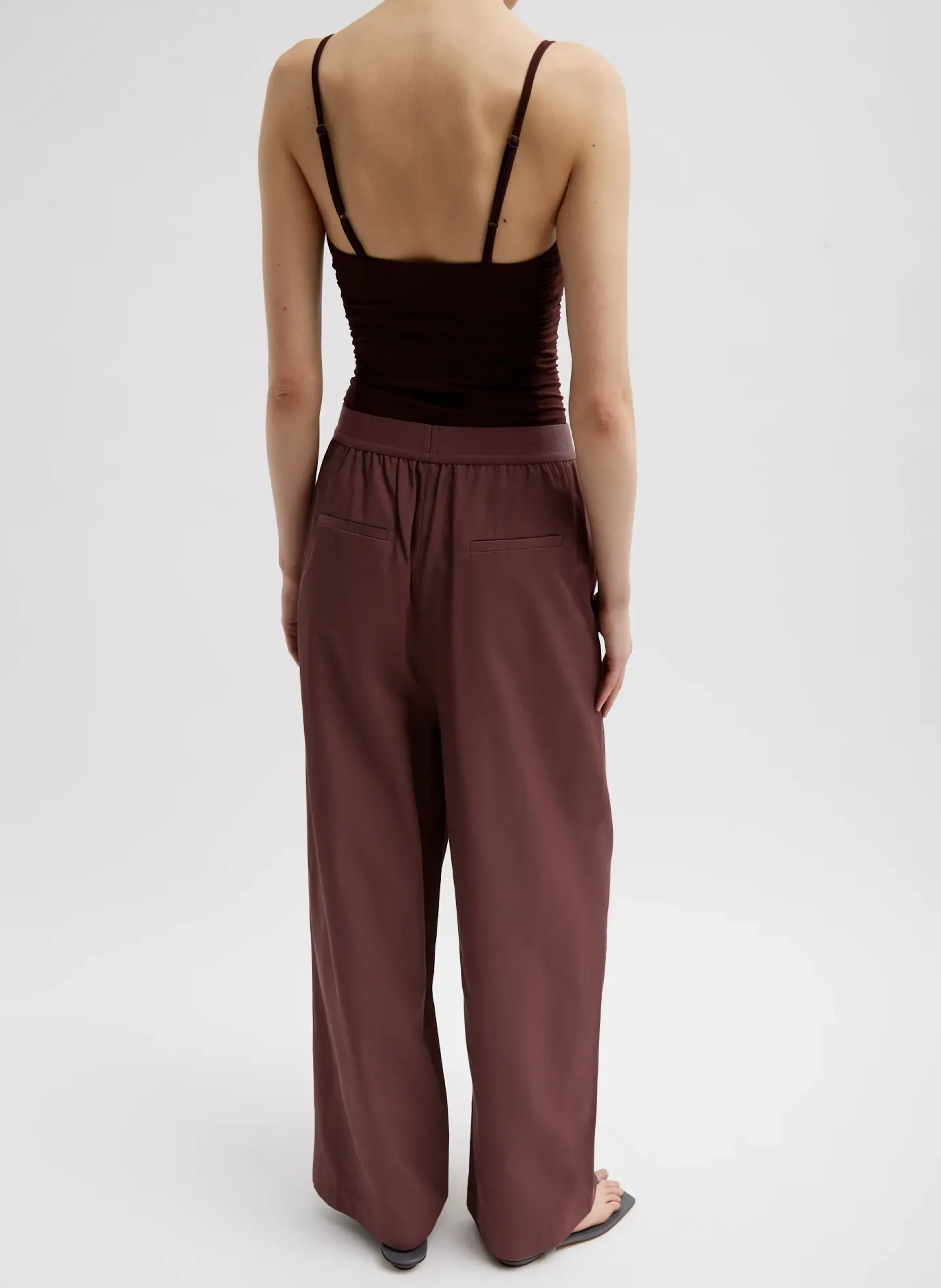 Tops>Tibi Stretch Light Weight Tech Knit Shirred Cami Brown