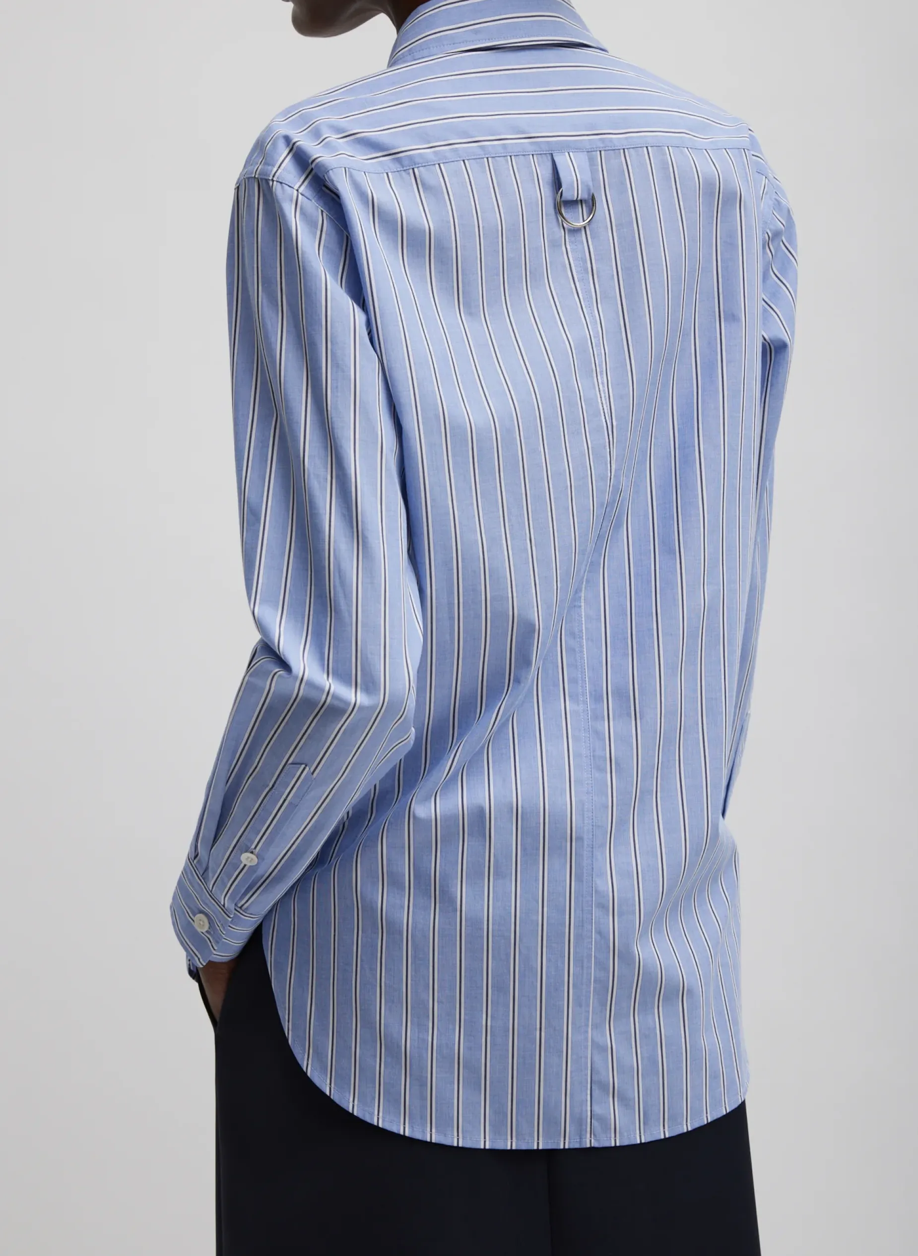 Tops|Fundamentals - WOFs>Tibi Striped Shirting Charlie Men's Slim Shirt Blue Multi