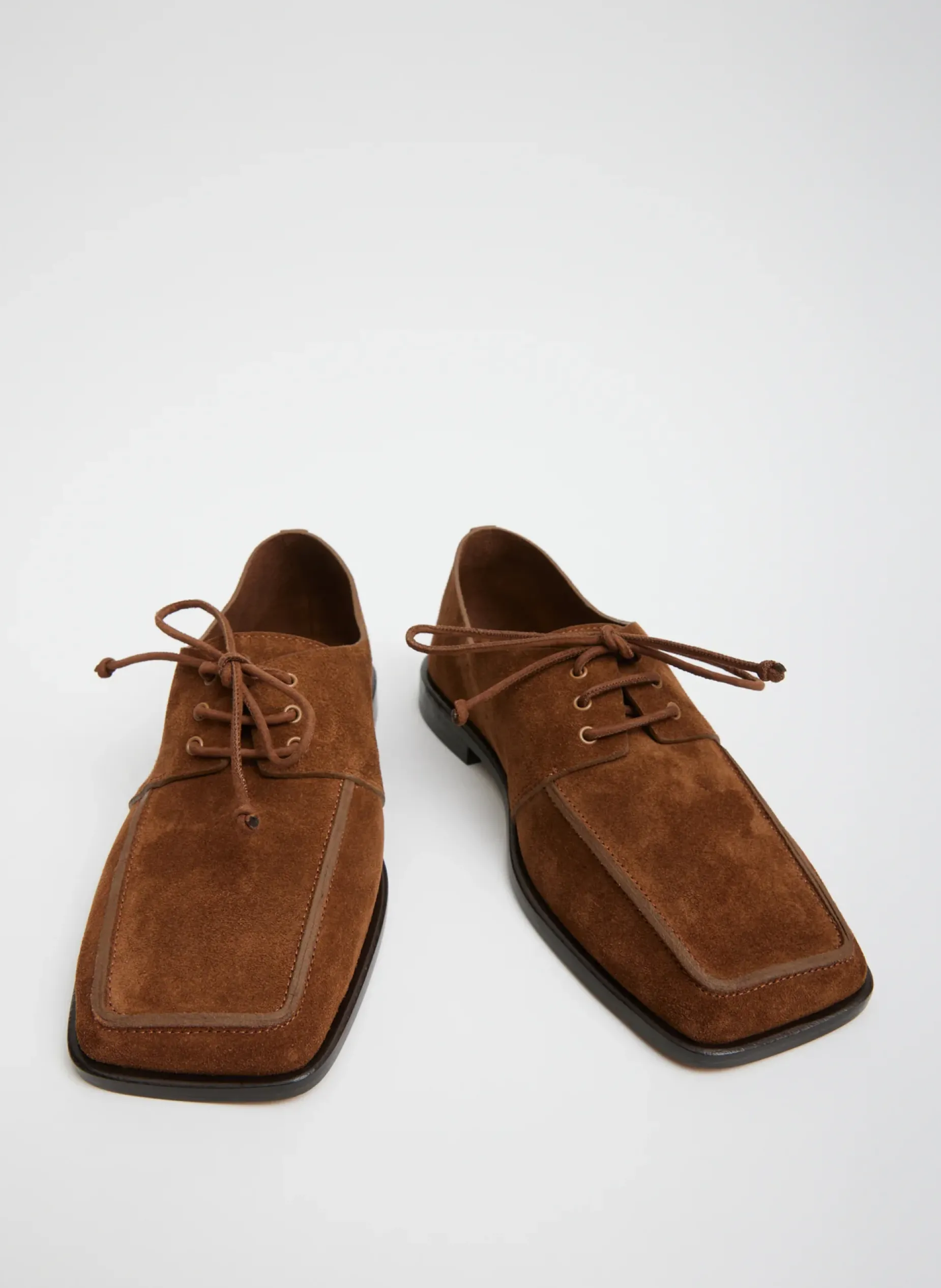 Curated Closets|Flats>Tibi Suede Brody Square Toe Loafer Hazelnut Brown