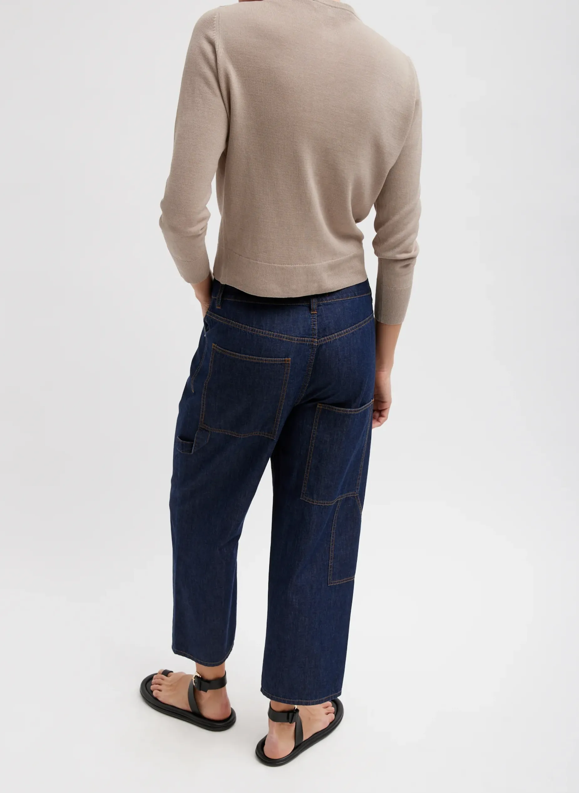 Denim|Pants & Shorts>Tibi Summer Denim Cropped Slouchy Cargo Jean Indigo