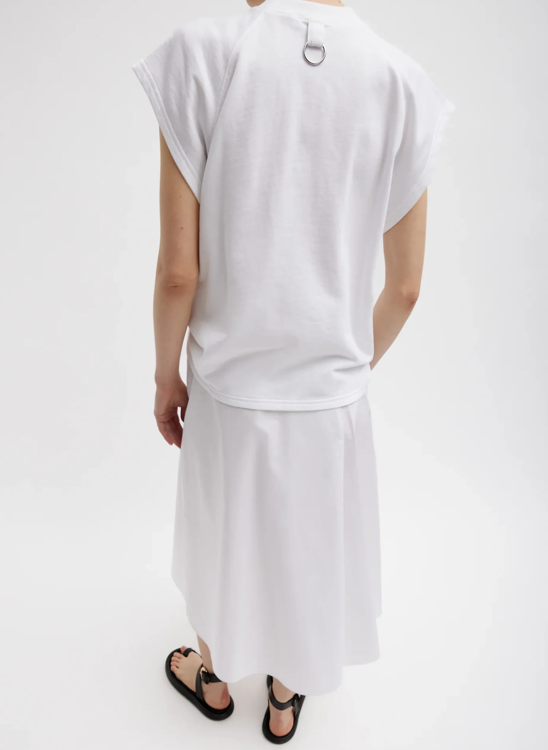 Leisure Sets|Tops>Tibi Summer Sweatshirting Sleeveless Easy Top White
