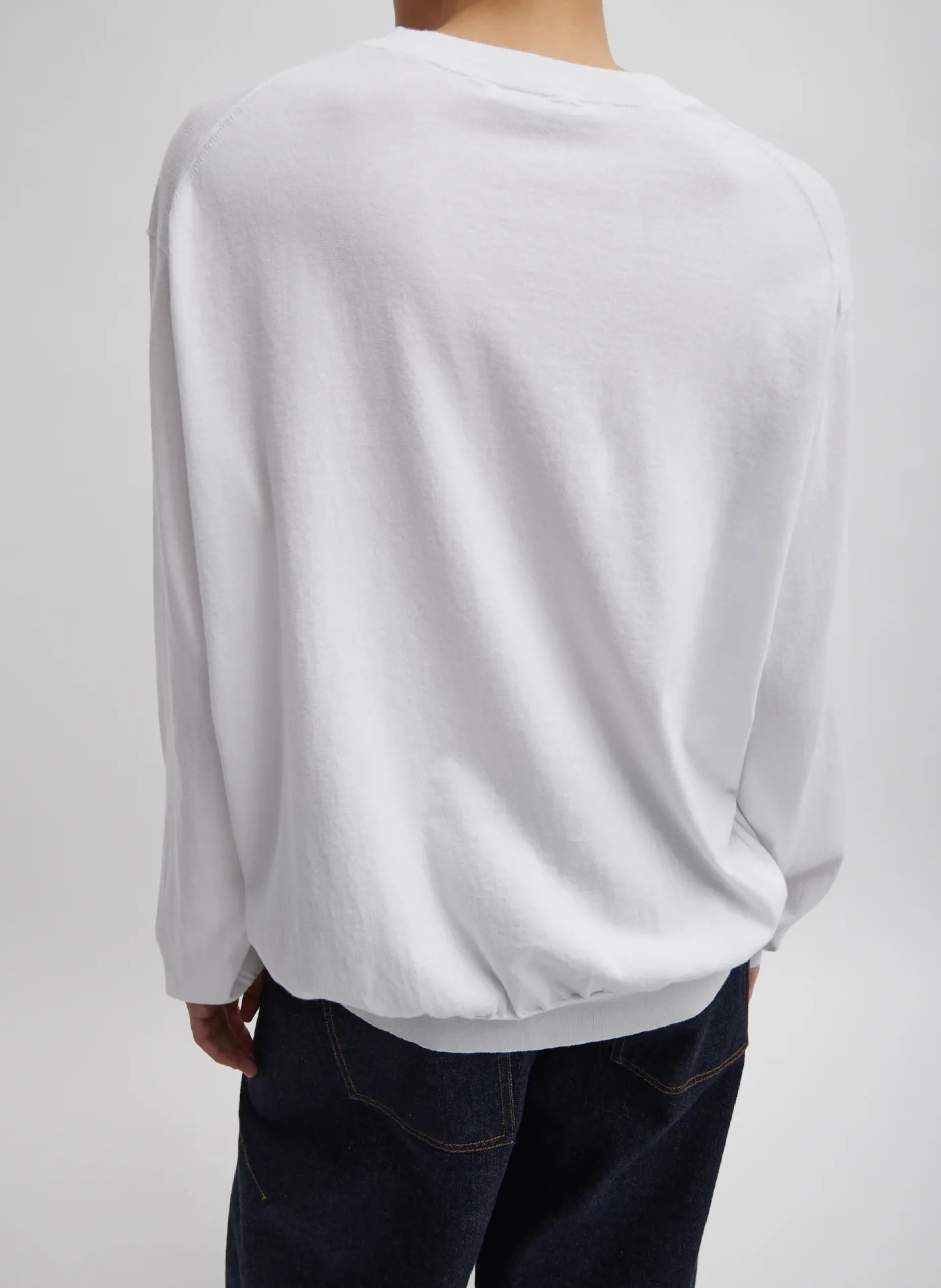 Knitwear & Sweatshirts|Fundamentals - WOFs>Tibi Super Fine Gauge Perfect Men's Pullover White
