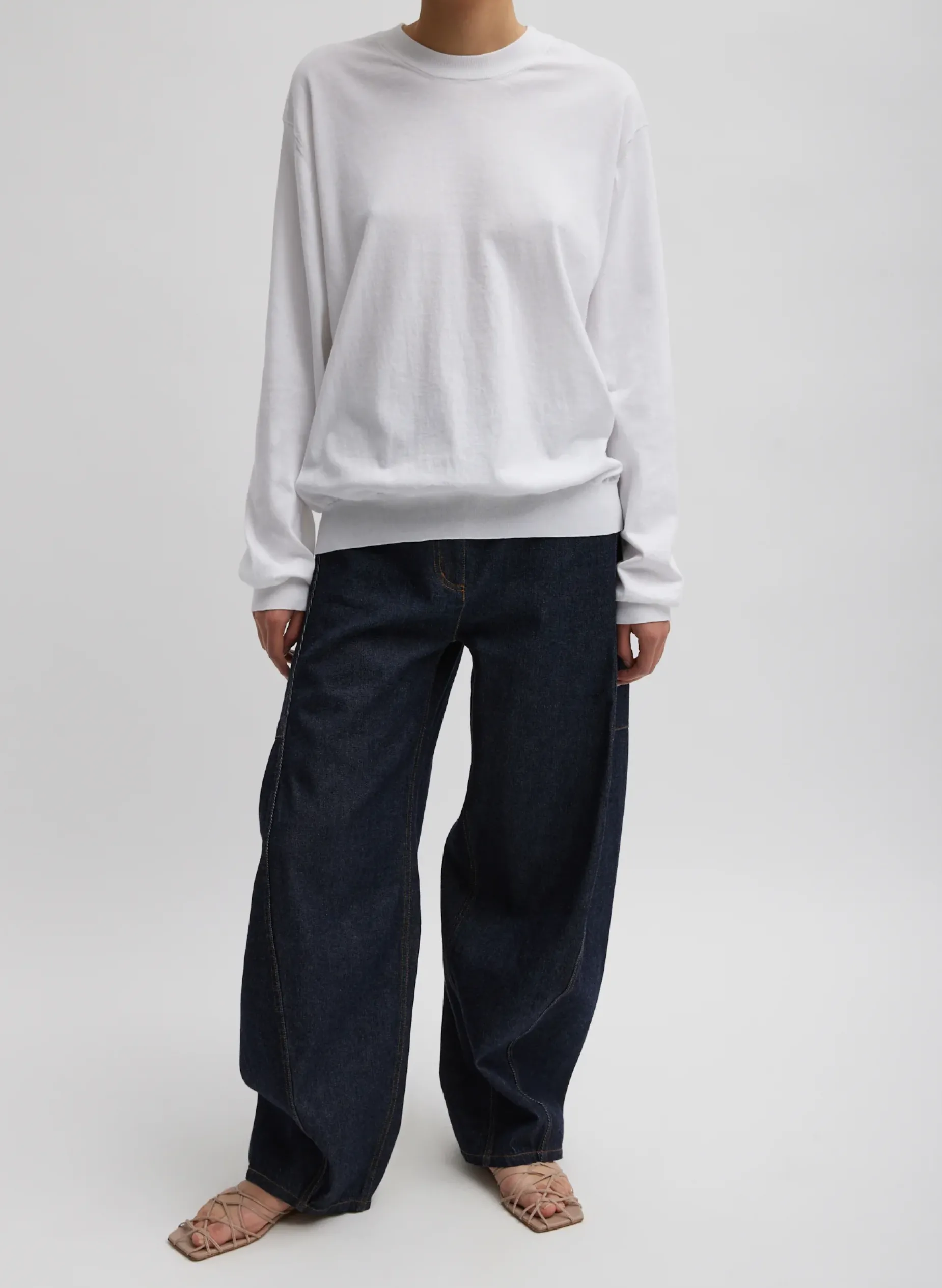 Knitwear & Sweatshirts|Fundamentals - WOFs>Tibi Super Fine Gauge Perfect Men's Pullover White