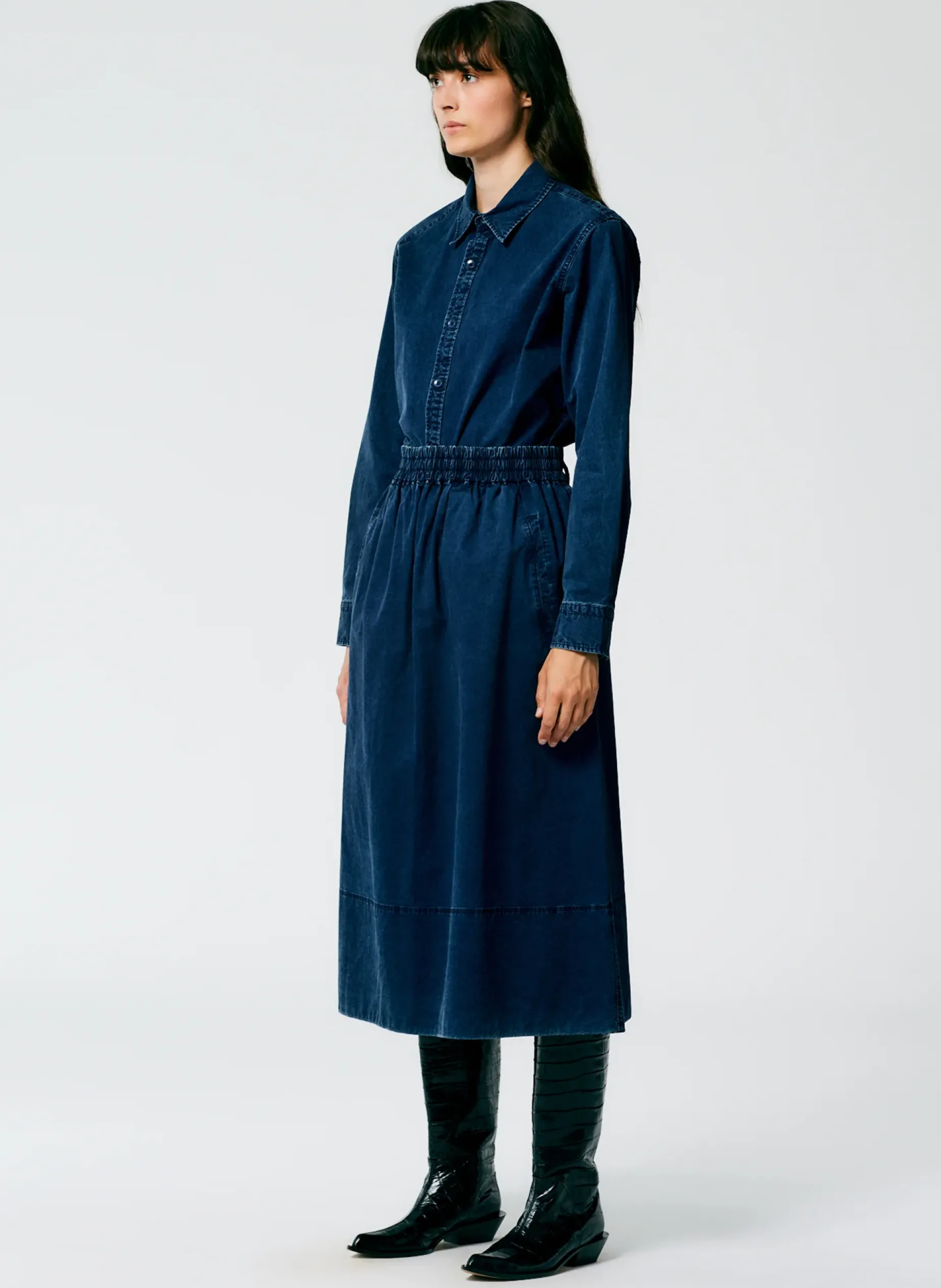 Denim|Skirts>Tibi Tencel Cotton Pull On Full Skirt Blue
