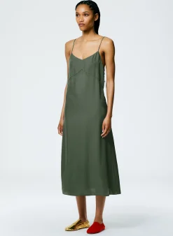 Dresses>Tibi The Slip Dress Grey Pine