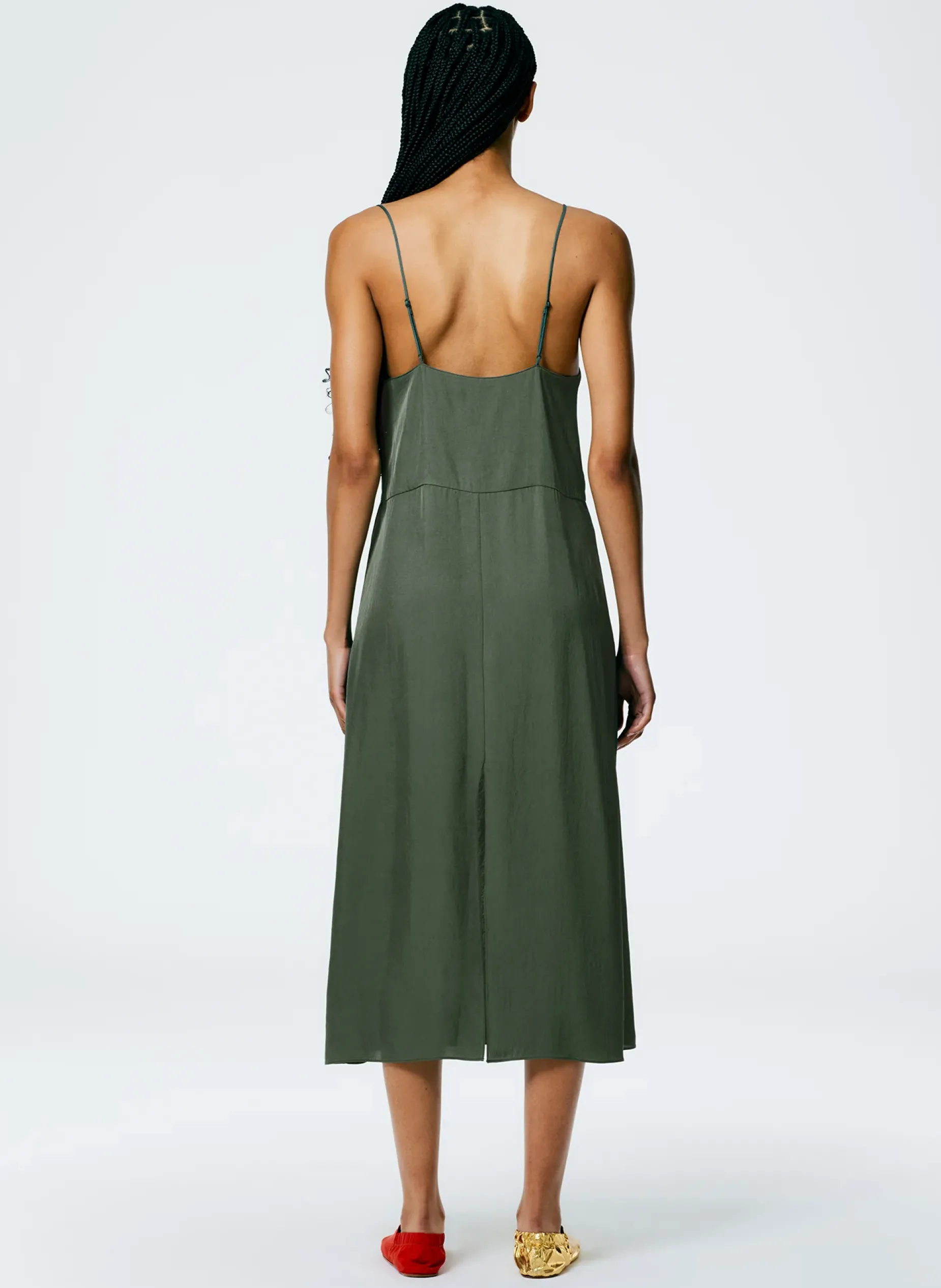 Dresses>Tibi The Slip Dress Grey Pine