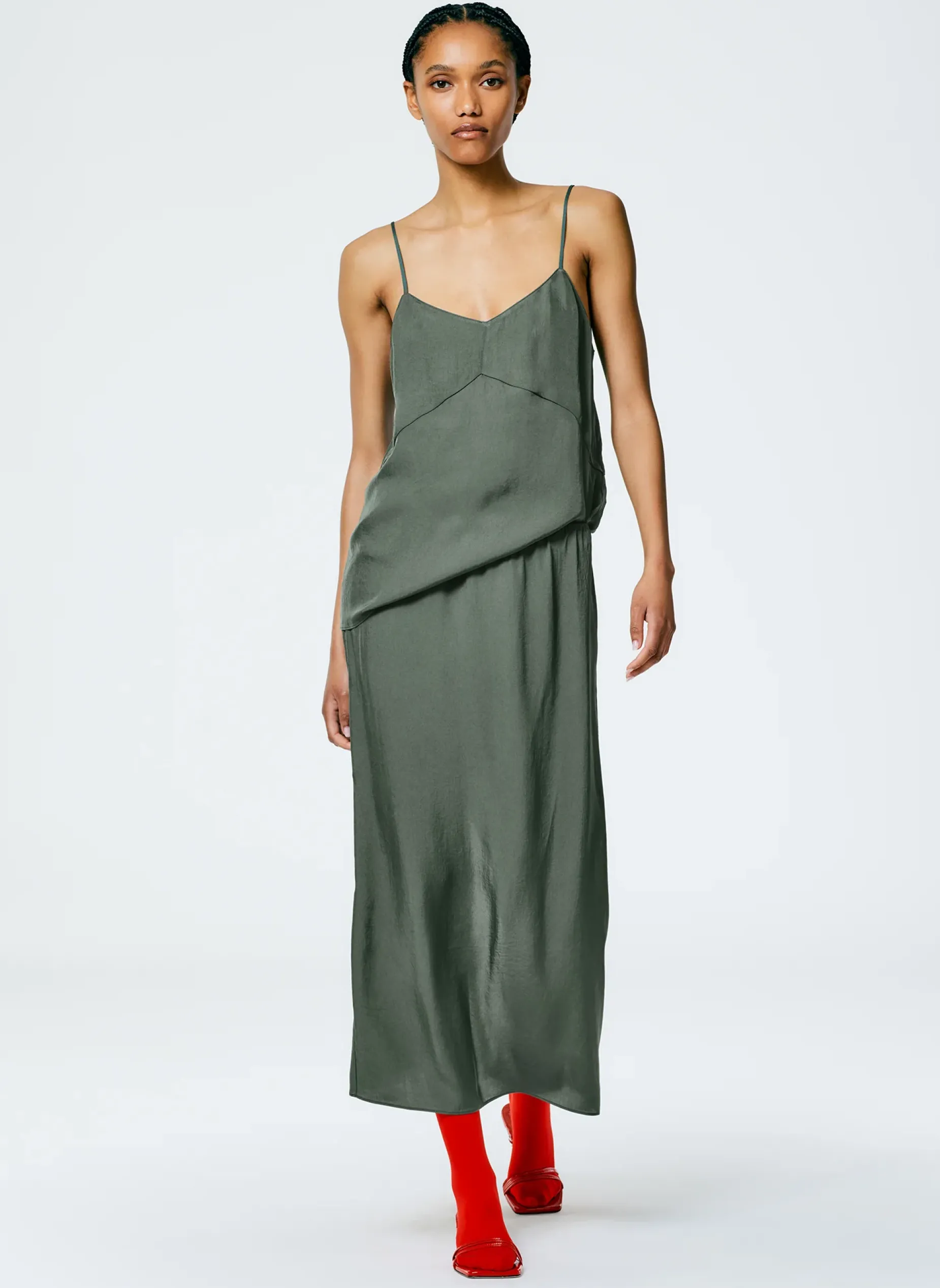 Skirts>Tibi The Slip Skirt Grey Pine
