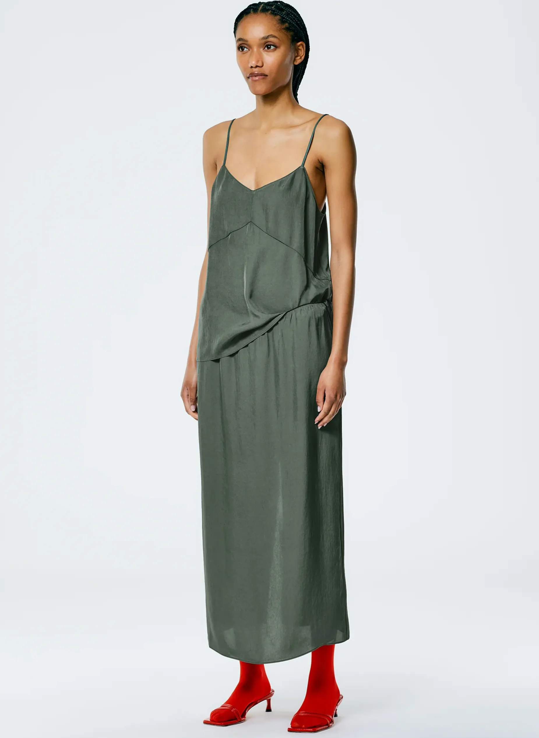 Skirts>Tibi The Slip Skirt Grey Pine