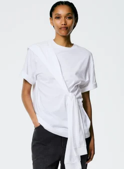 Knitwear & Sweatshirts|Tops>Tibi Tie T-Shirt White