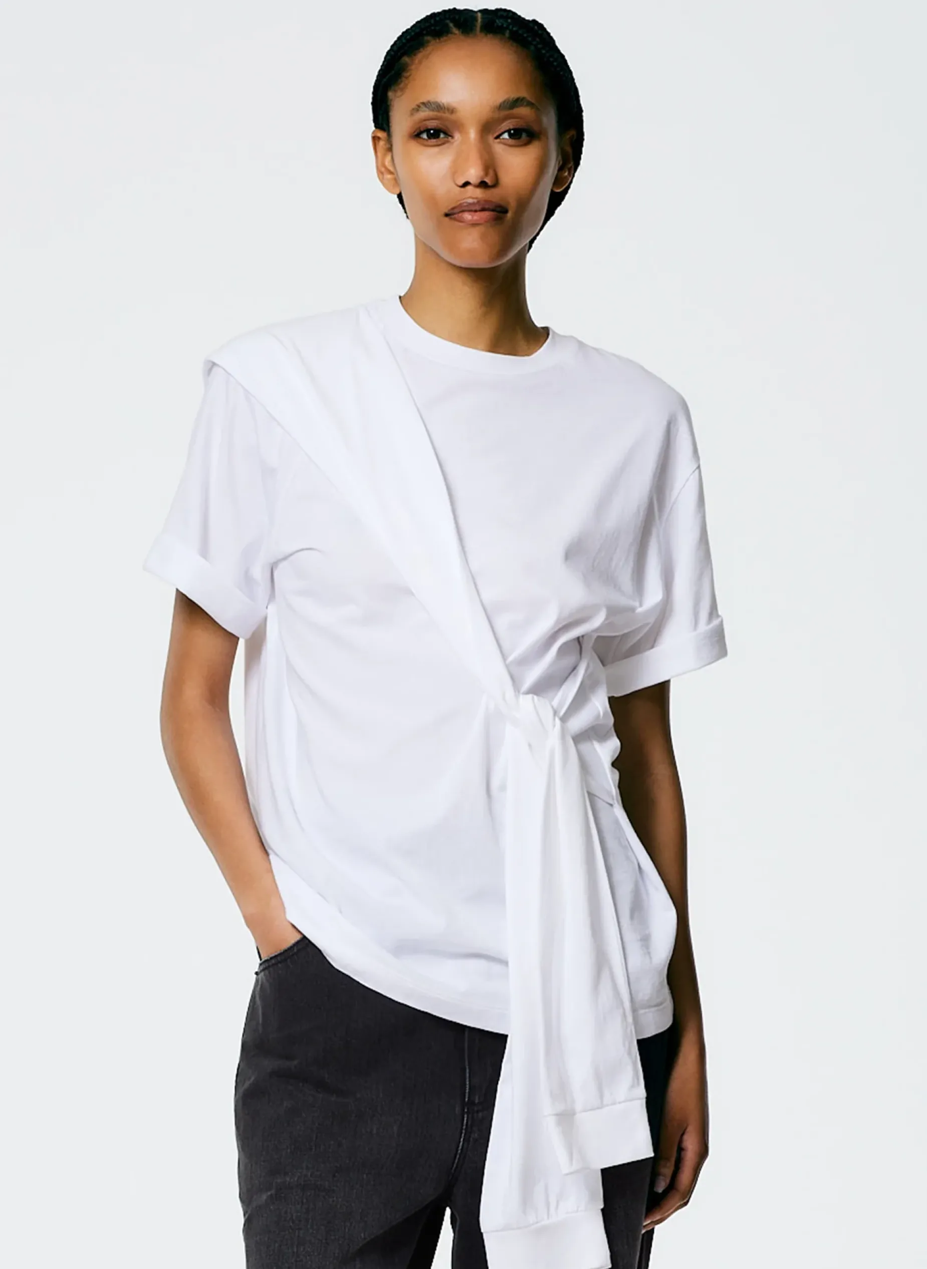 Knitwear & Sweatshirts|Tops>Tibi Tie T-Shirt White