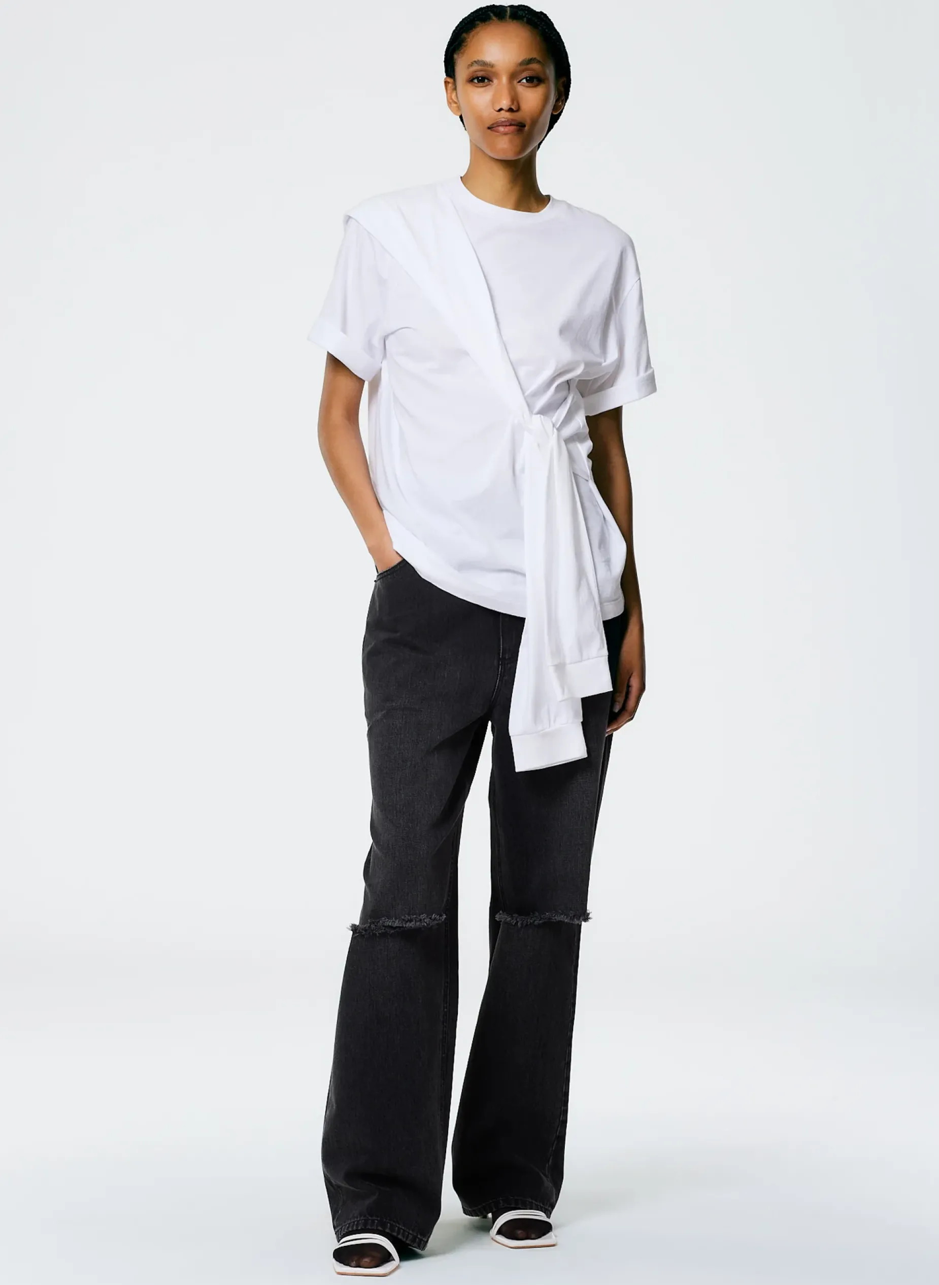 Knitwear & Sweatshirts|Tops>Tibi Tie T-Shirt White
