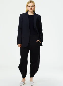 Suits|Jackets & Outerwear>Tibi Tropical Wool Cutout Sleeve Marlon Blazer Navy