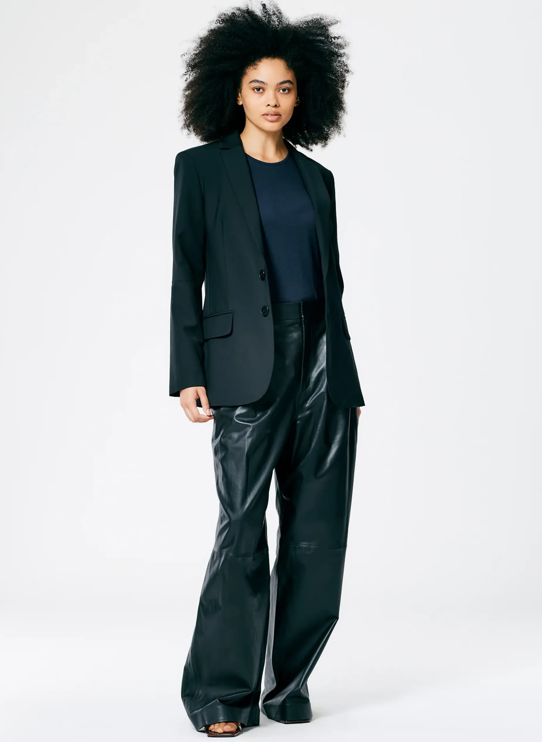 Suits|Jackets & Outerwear>Tibi Tropical Wool Cutout Sleeve Marlon Blazer Black