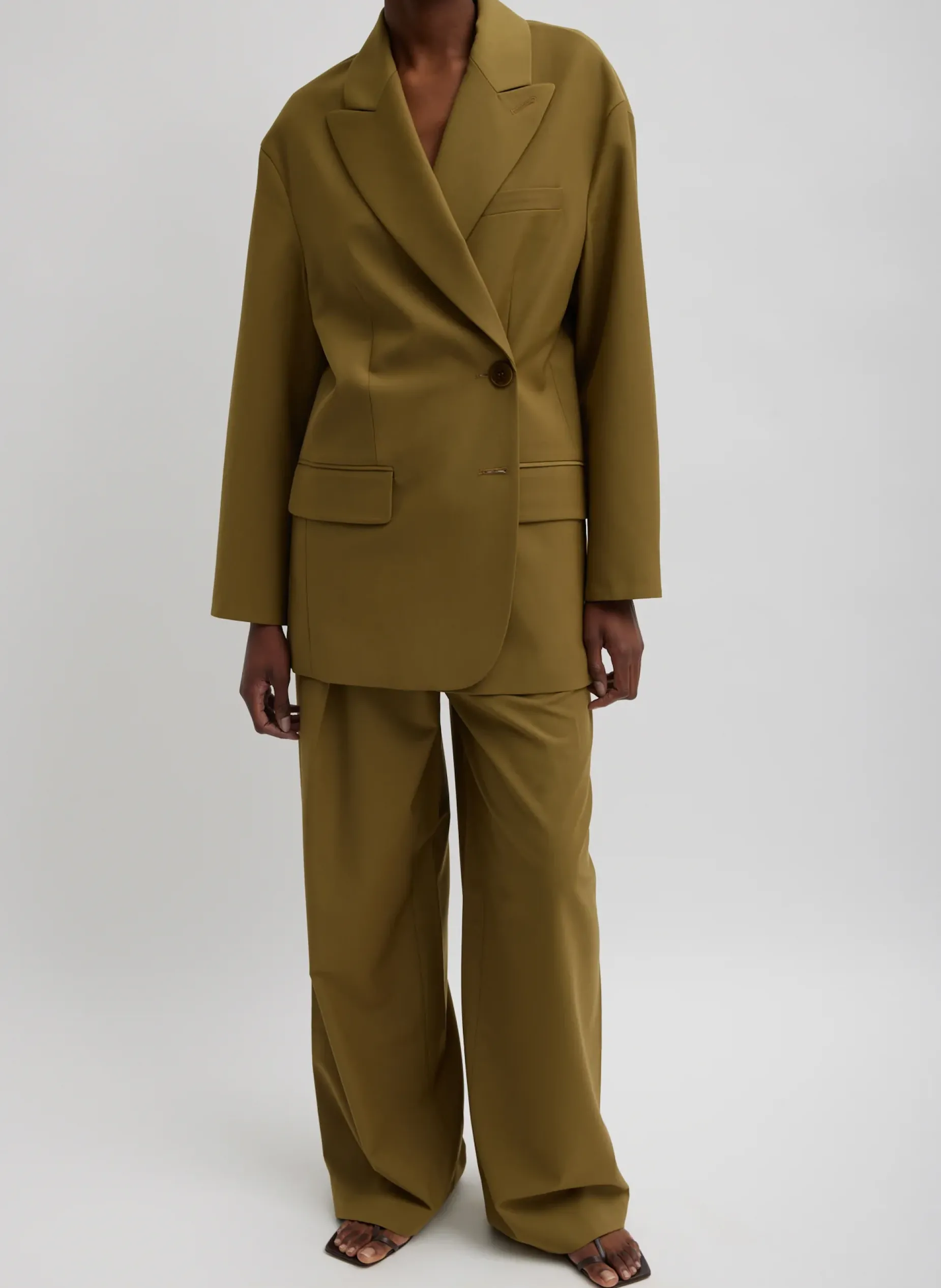 Suits|Jackets & Outerwear>Tibi Tropical Wool Liam Blazer Dark Hazel
