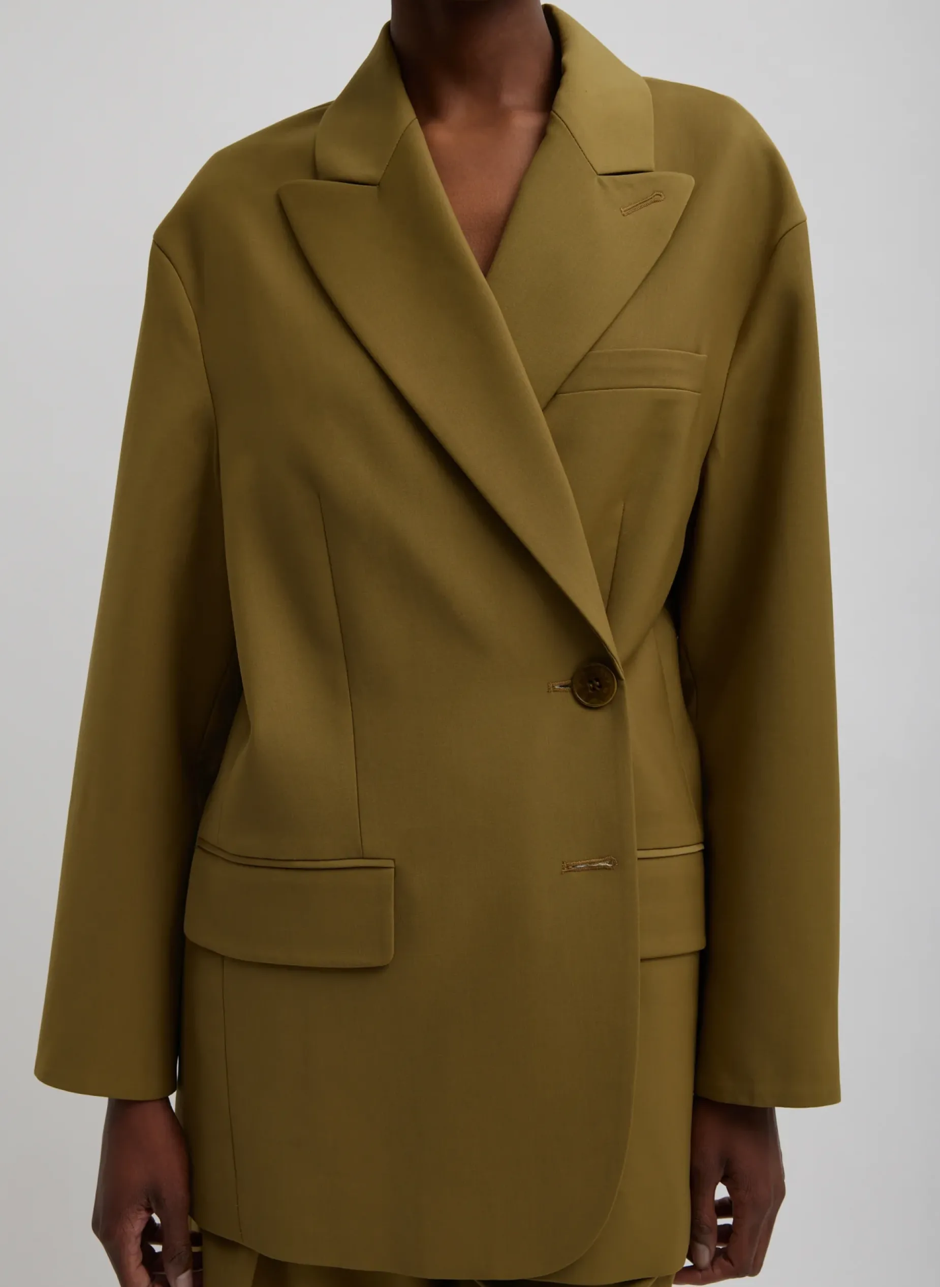 Suits|Jackets & Outerwear>Tibi Tropical Wool Liam Blazer Dark Hazel
