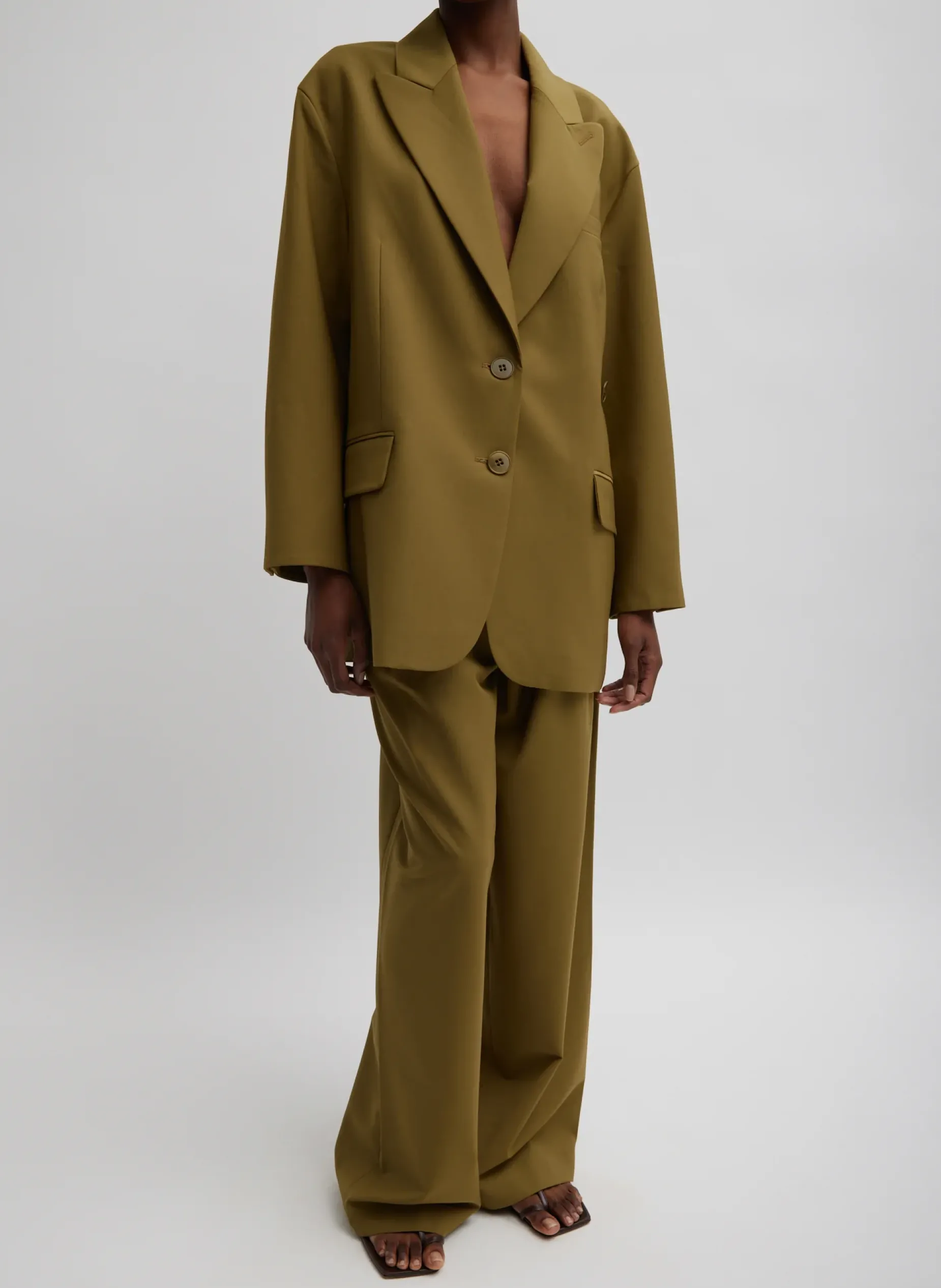 Suits|Jackets & Outerwear>Tibi Tropical Wool Liam Blazer Dark Hazel