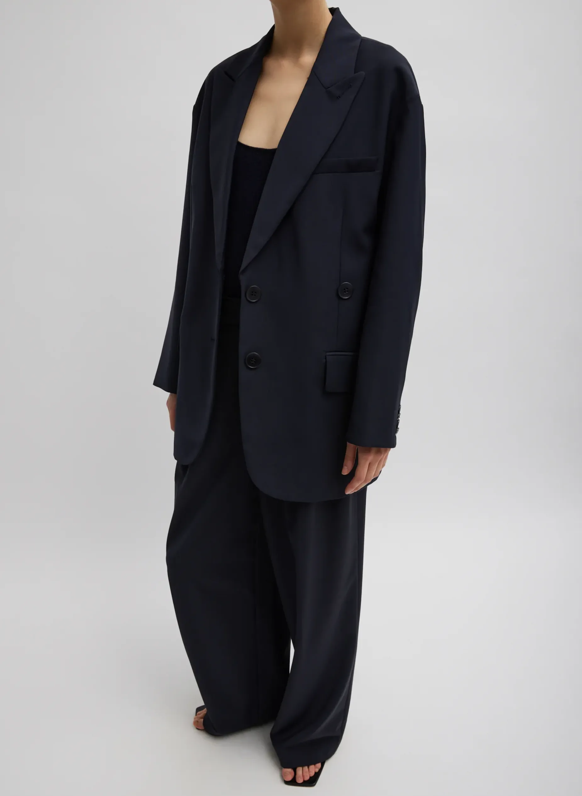 Suits|Jackets & Outerwear>Tibi Tropical Wool Liam Blazer Navy
