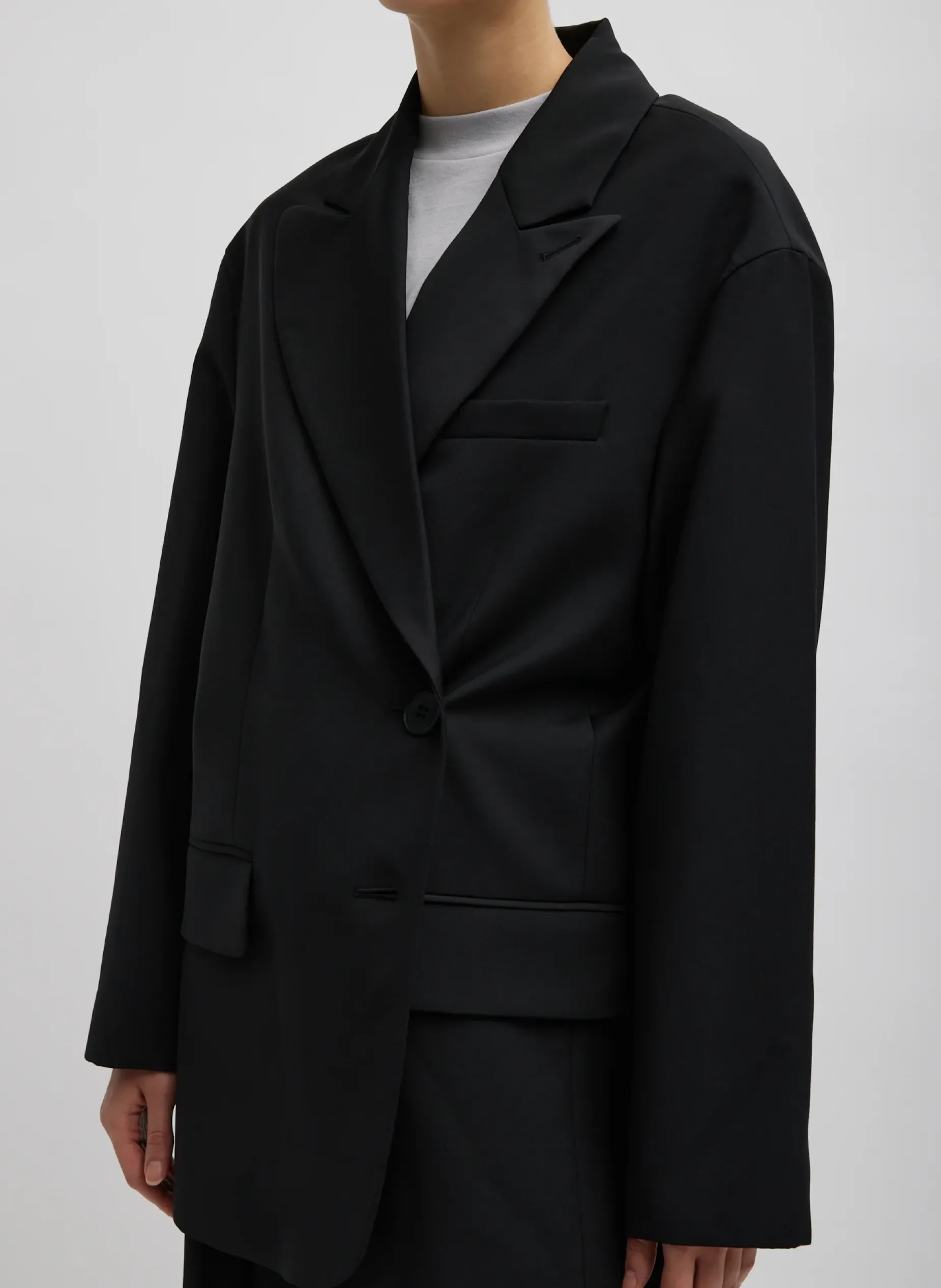 Suits|Jackets & Outerwear>Tibi Tropical Wool Liam Blazer Black
