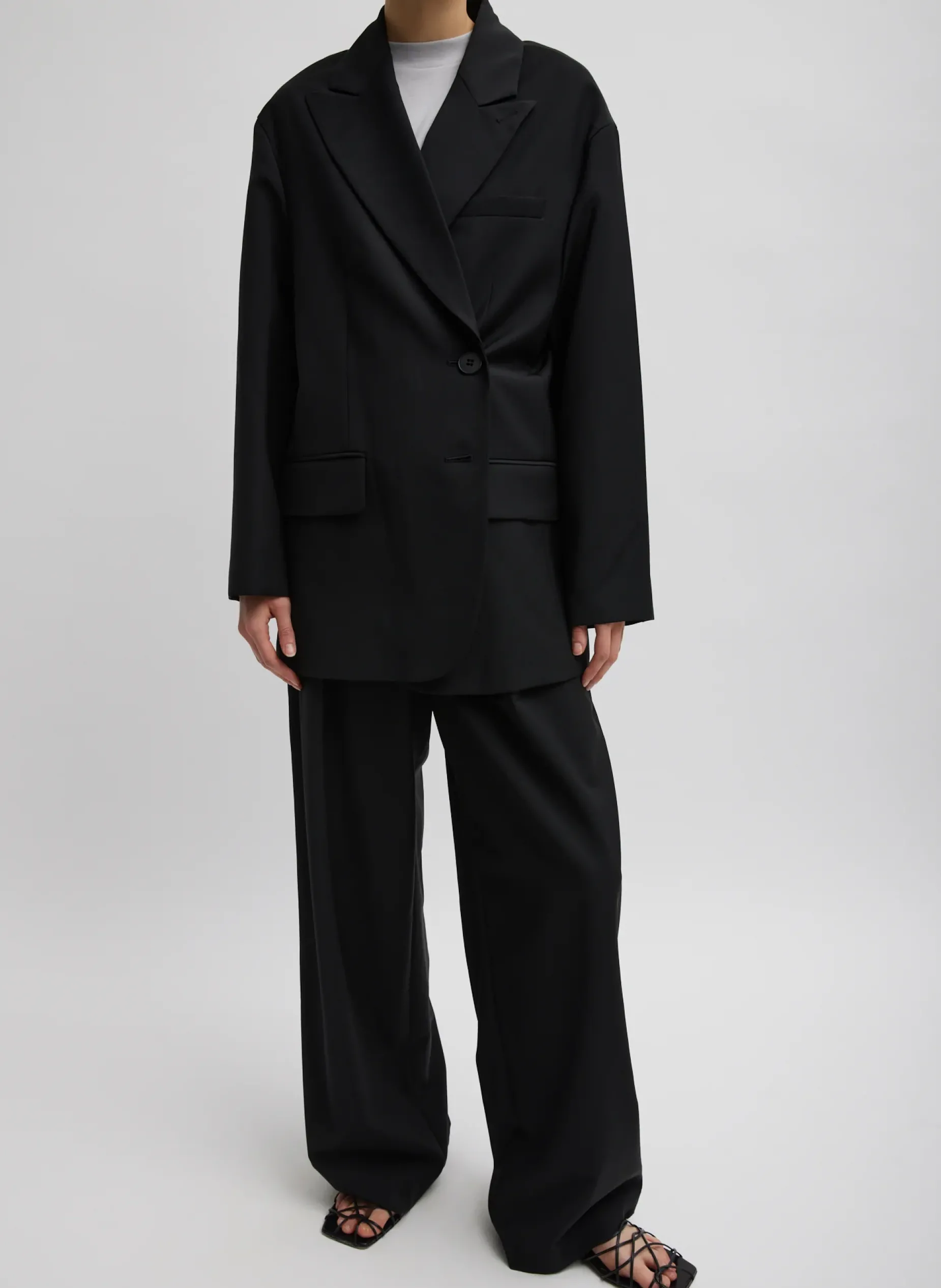 Suits|Jackets & Outerwear>Tibi Tropical Wool Liam Blazer Black