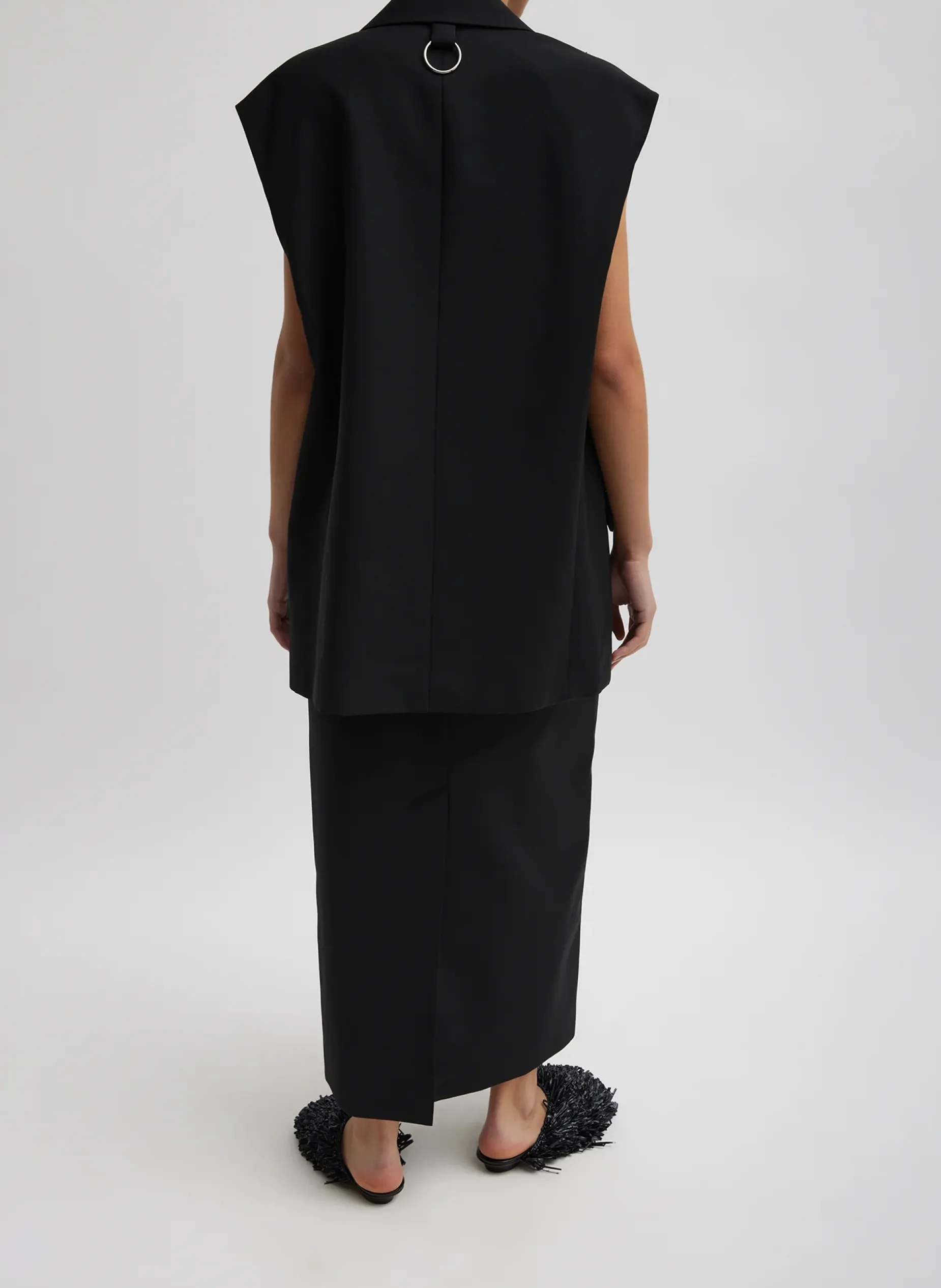 Suits|Jackets & Outerwear>Tibi Tropical Wool Liam Vest Black