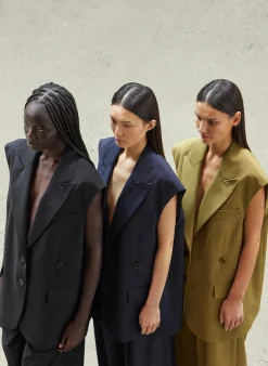 Suits|Jackets & Outerwear>Tibi Tropical Wool Liam Vest Dark Hazel