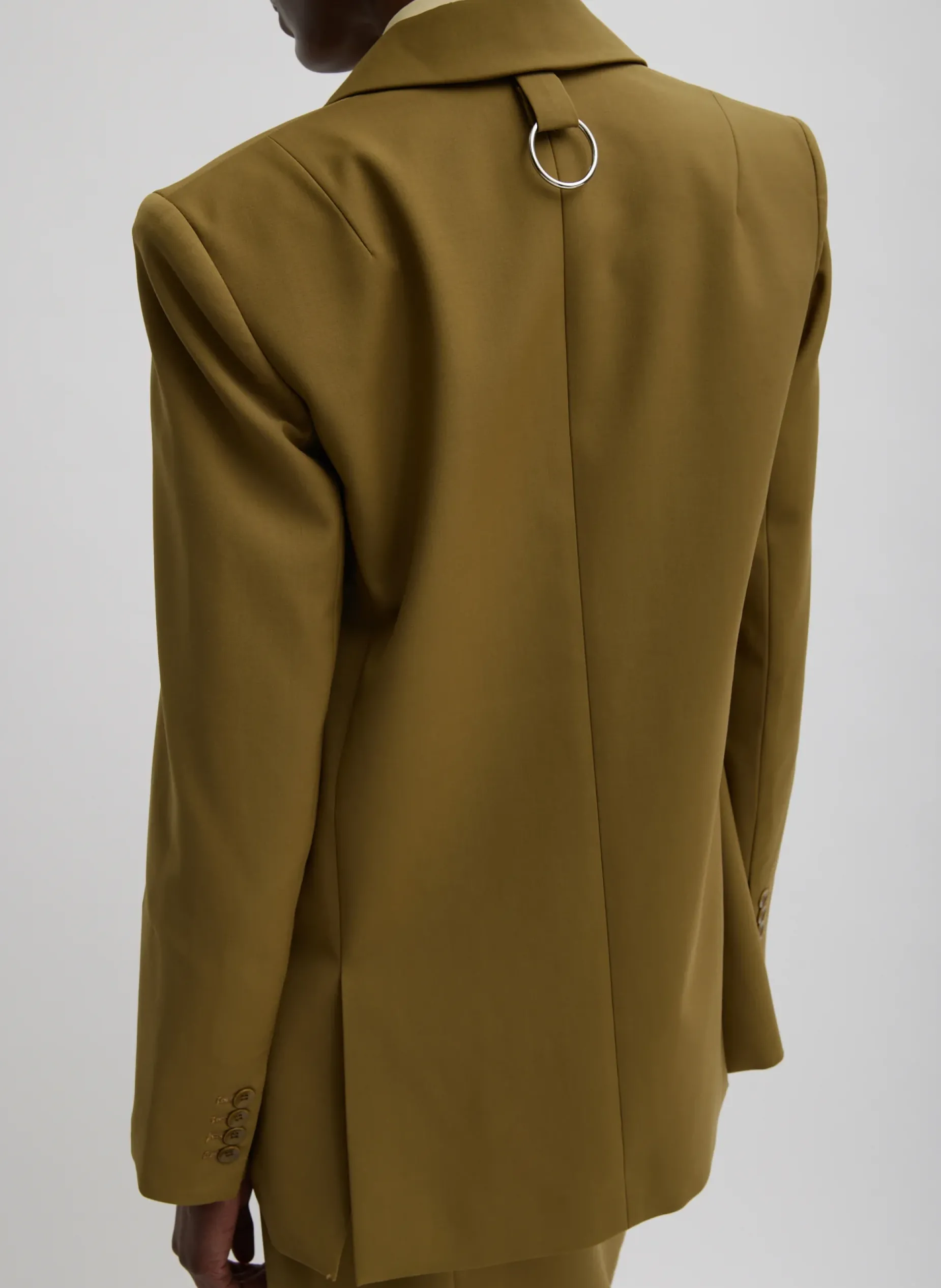Suits|Jackets & Outerwear>Tibi Tropical Wool Max Blazer Dark Hazel