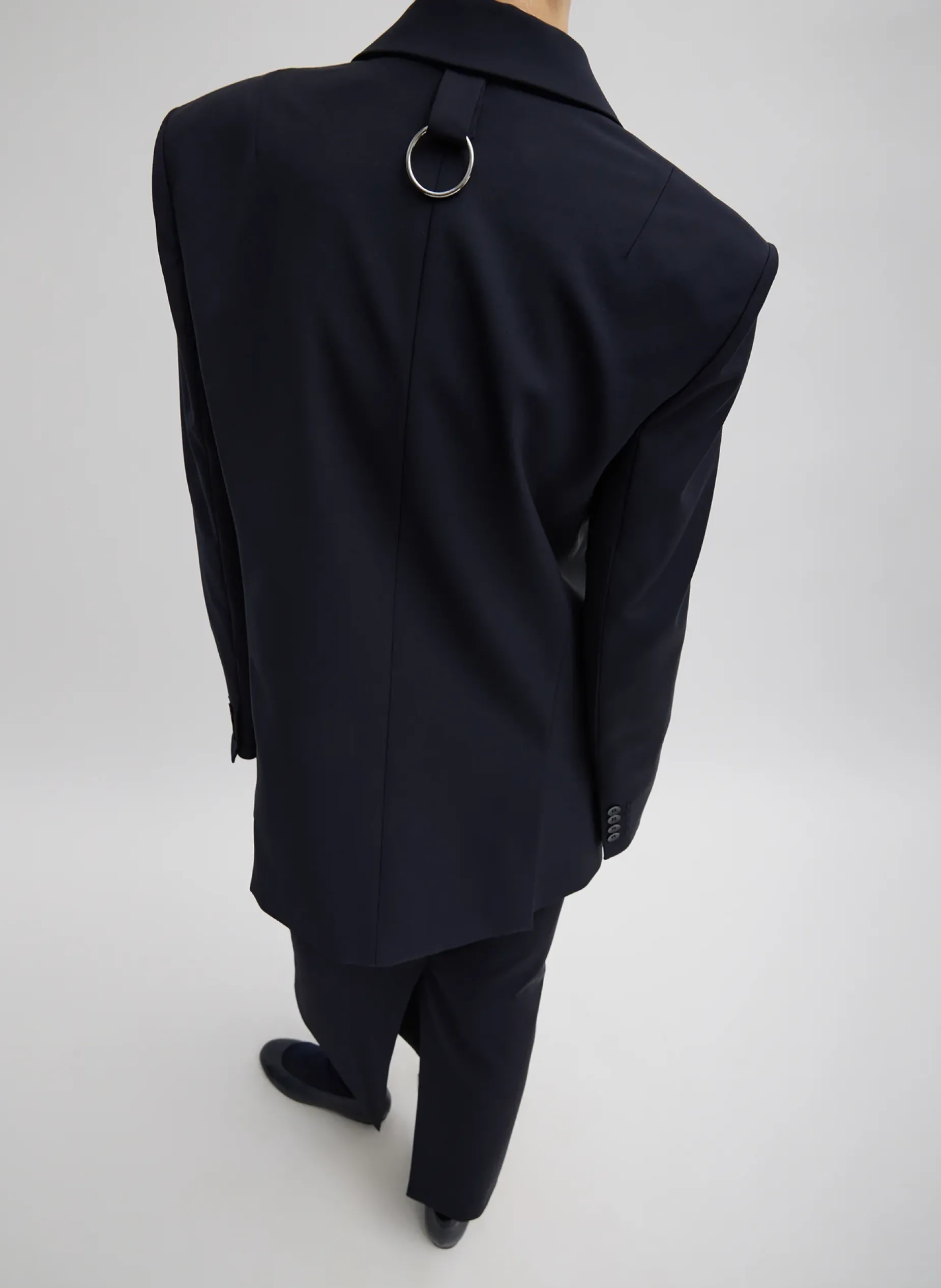 Suits|Jackets & Outerwear>Tibi Tropical Wool Max Blazer Navy