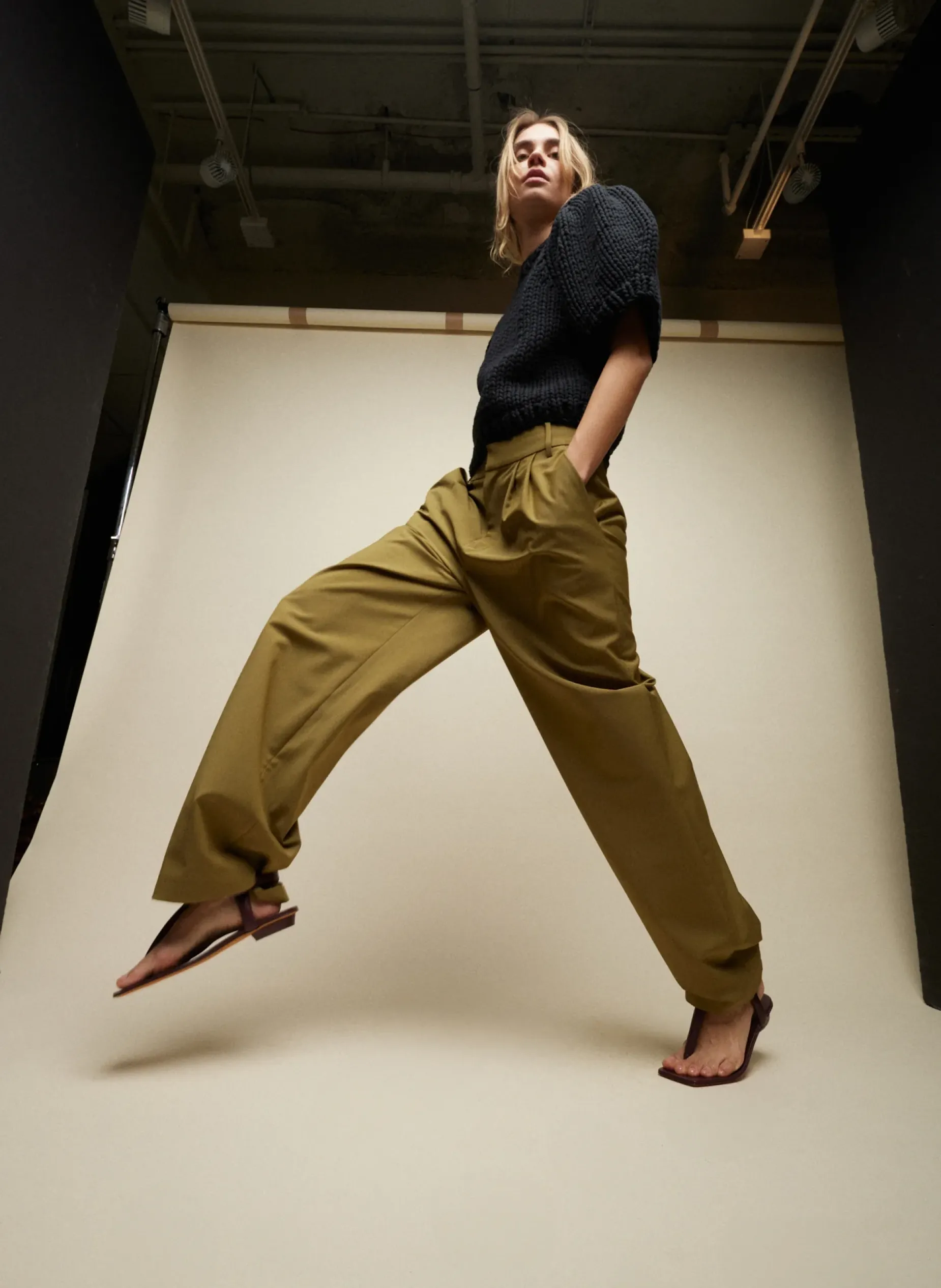 Suits|Pants & Shorts>Tibi Tropical Wool Stella Pant Dark Hazel