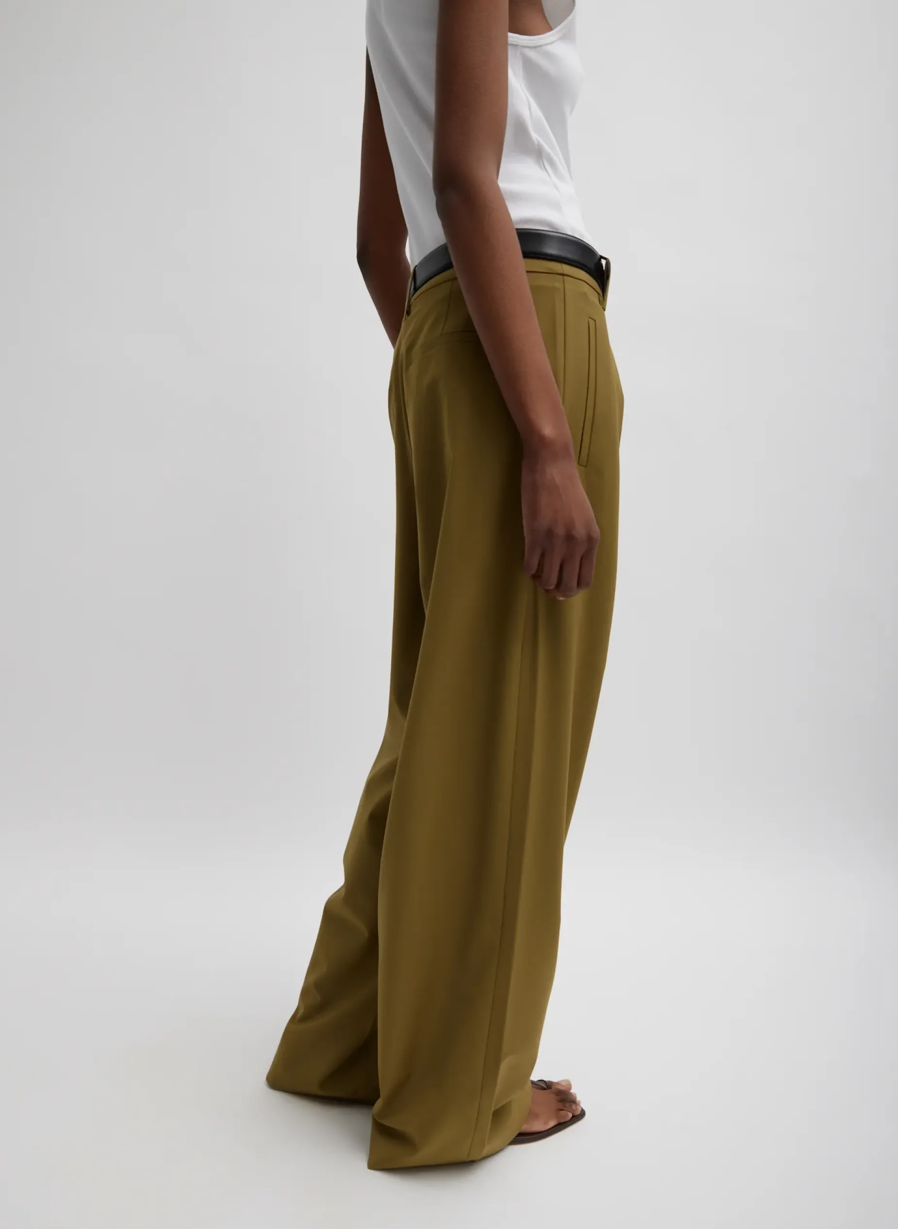 Suits|Pants & Shorts>Tibi Tropical Wool Stella Pant Dark Hazel