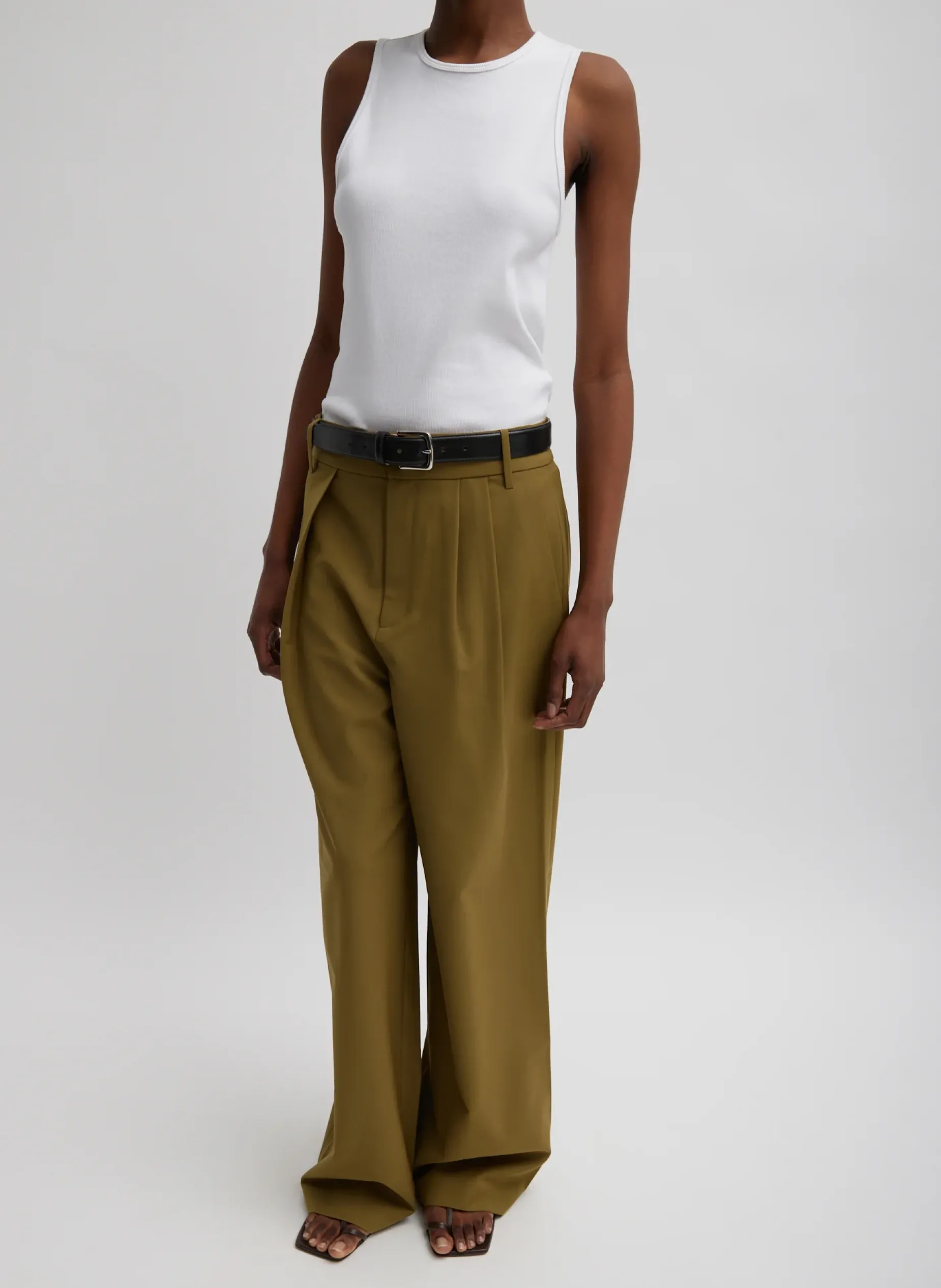 Suits|Pants & Shorts>Tibi Tropical Wool Stella Pant Dark Hazel