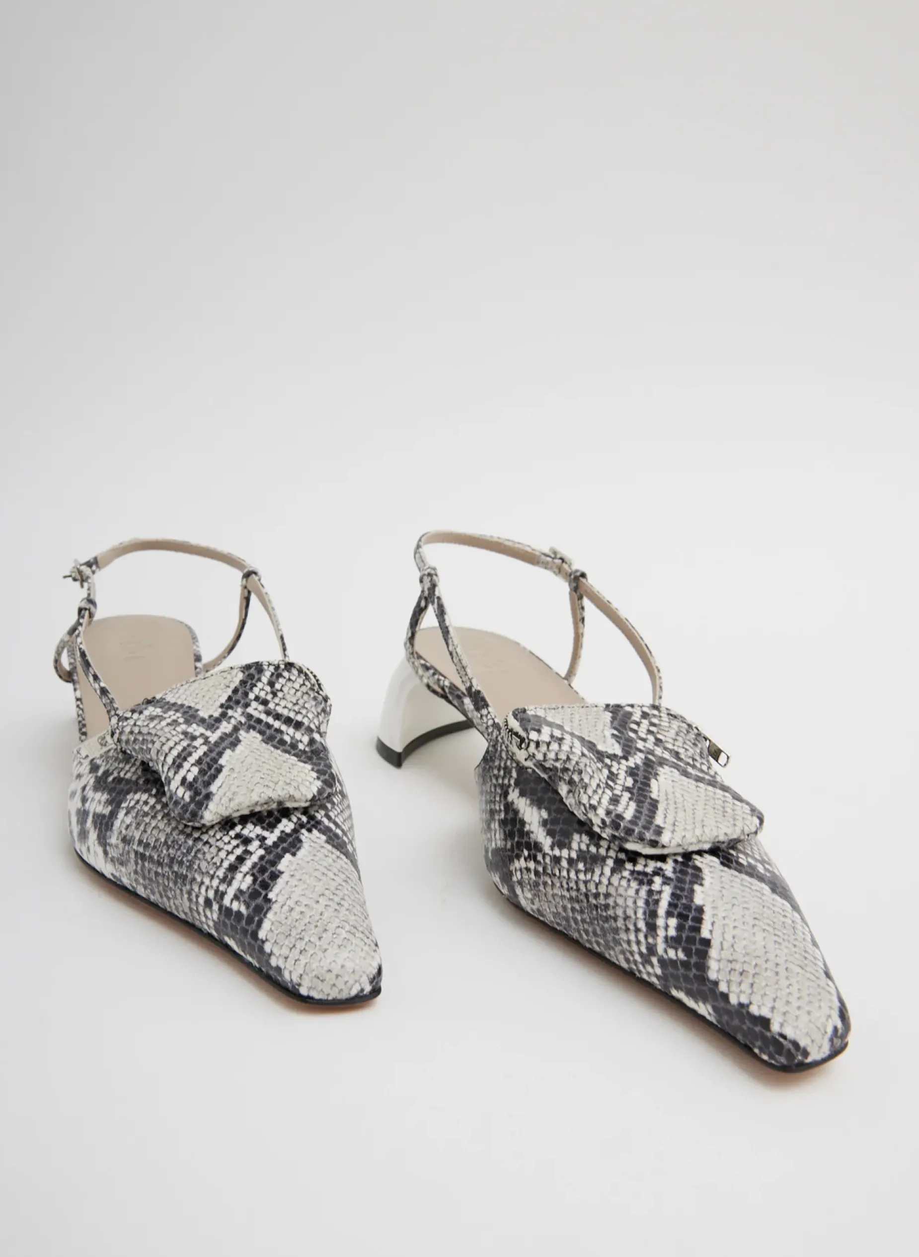 Heels>Tibi Victor Embossed Snake Slingback Grey Embossed Snake