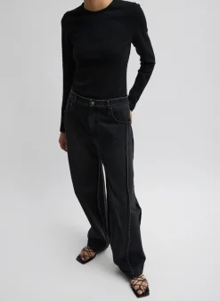 Denim|Pants & Shorts>Tibi Denim Tuck Jean Vintage Black