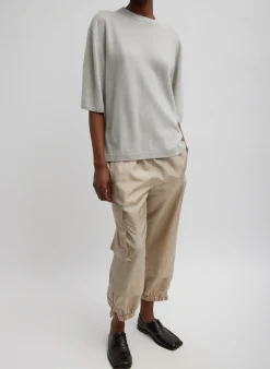 Knitwear & Sweatshirts|Fundamentals - WOFs>Tibi Washable Cashmere Oversized Easy T-Shirt Light Heather Grey