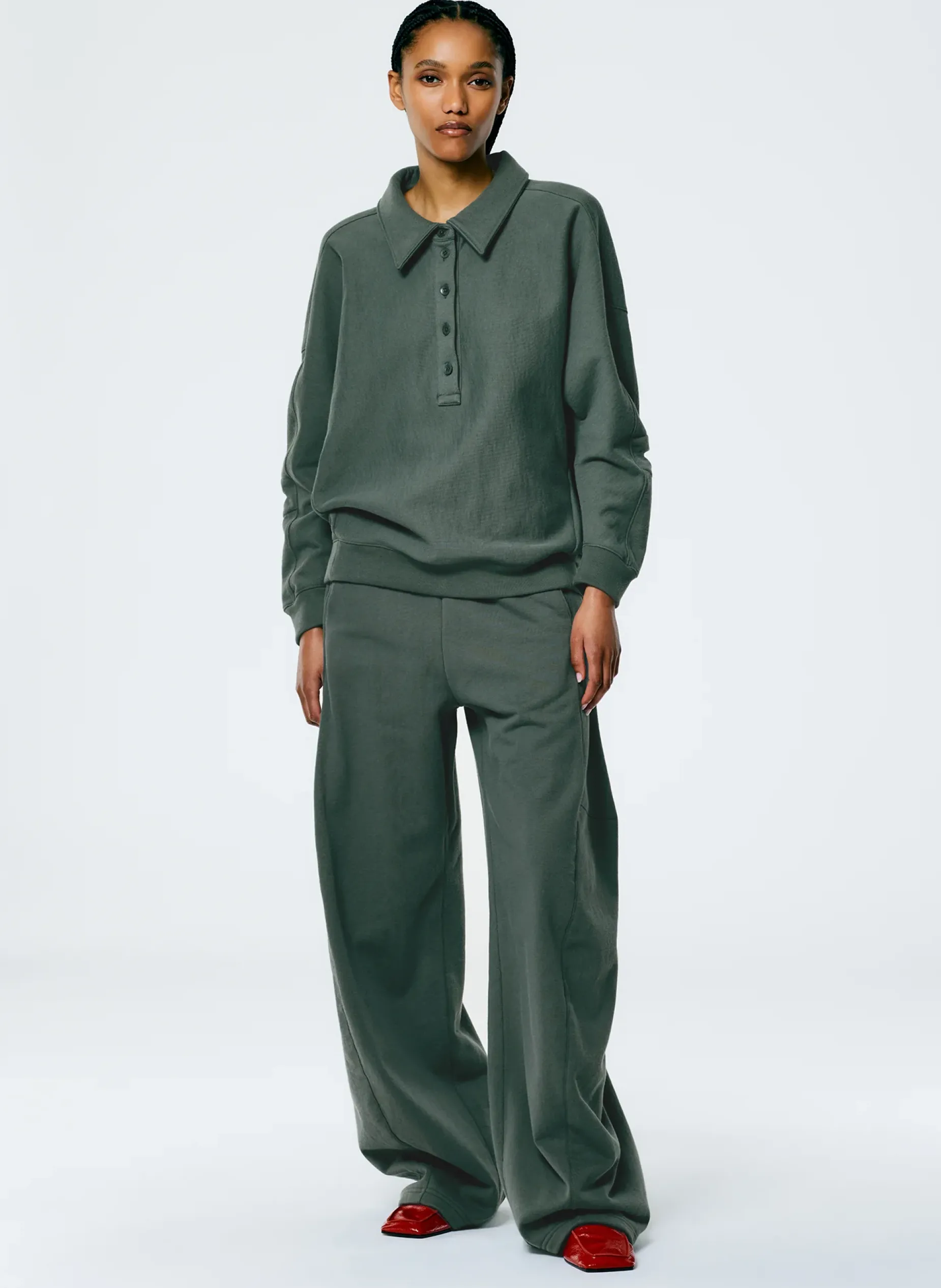 Leisure Sets|Pants & Shorts>Tibi Winslow Sweatpant - Petite Grey Pine